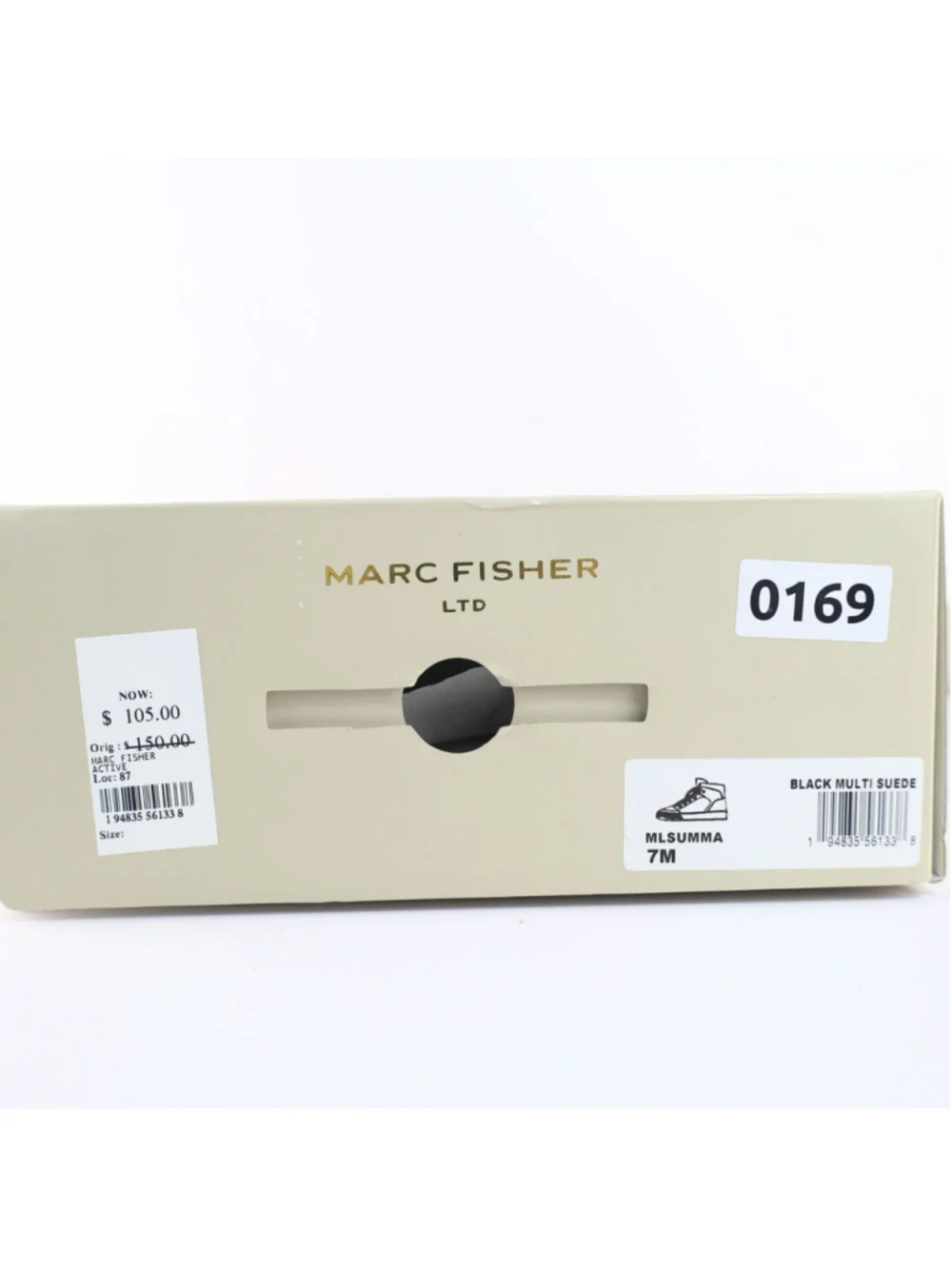 Marc Fisher Summa Genuine Shearling Suede High Top Sneaker Women Black 7M- 0169